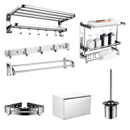 Skorter | Contemporary bathroom accessory set made of chrome-plated stainless steel with bathrobe hooks/towel rail