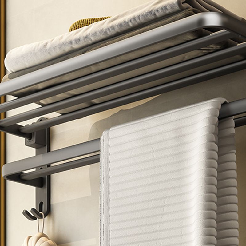 Skorter | Contemporary Bathroom Accessory Set Gray Aluminum Bathroom Shelf/Towel Holder/Bathtub Hook