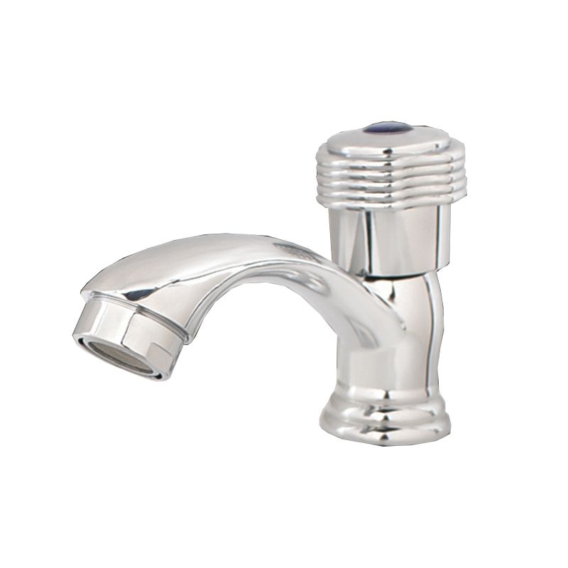 Skorter | Contemporary Water Tap Knob Handle Low Arc Zinc Faucet in Silver
