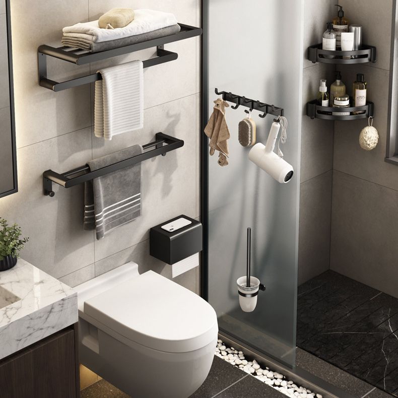 Skorter | Contemporary Bathroom Accessory Set Matte Black Bathroom Set with Bathrobe Hooks/Towel Bar