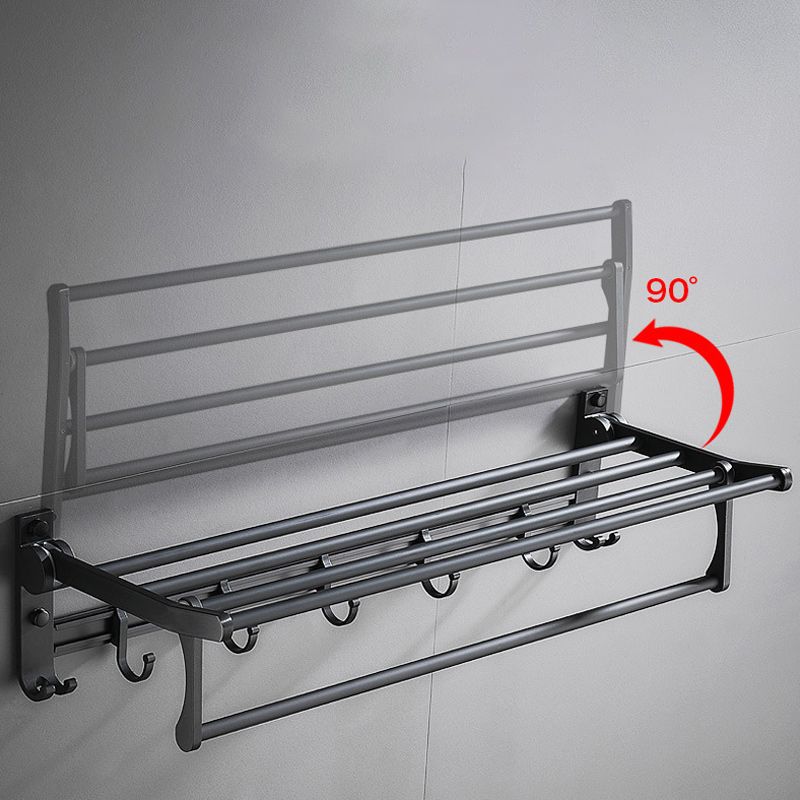 Skorter | 6-piece modern bathroom hardware set in matte black with bathroom shelf/towel holder & bathrobe hook