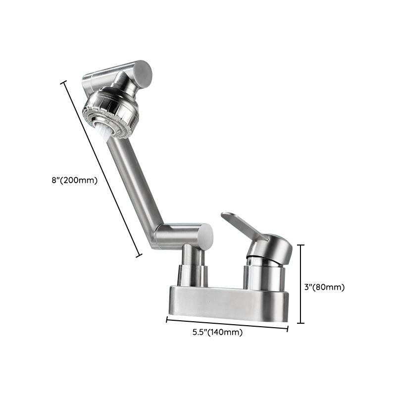 Skorter | 2 holes sink faucet swivel stainless steel single handle central mount faucet