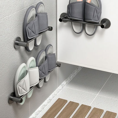 Skorter | 2-piece modern bathroom accessories set metal slipper rack/towel bar