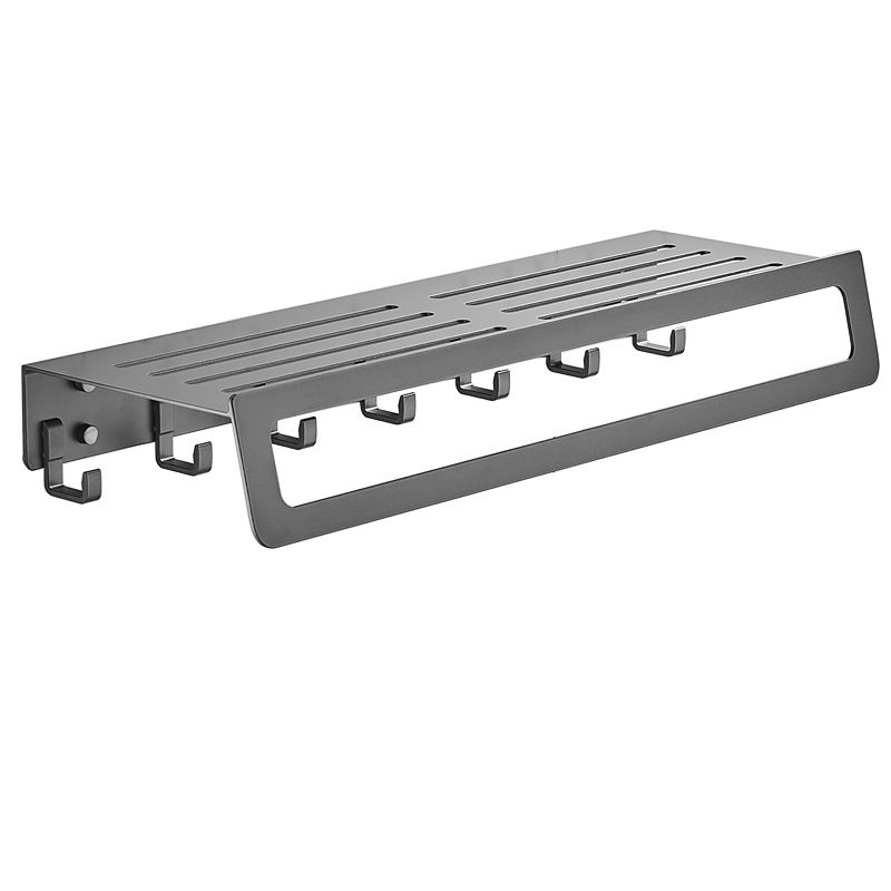 Skorter | 7-piece bathroom hardware set matte black/gray with bath shelf/towel holder/bath towel hooks
