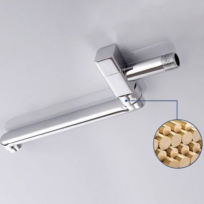 Skorter | Contemporary Wall Mounted Bathroom Faucet Knob Handle Low Arc Swivel Solid Brass Faucet