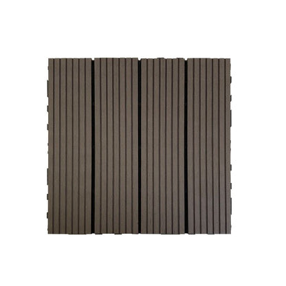 Skorter | Composite Square Patio Tiles Interlocking Striped Pattern Patio Floor Tiles