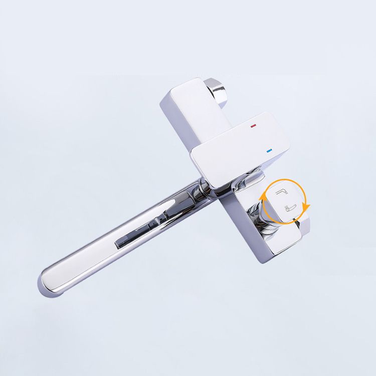 Skorter | Chrome polished bathroom faucet wall-mounted with swivel spout and hand shower