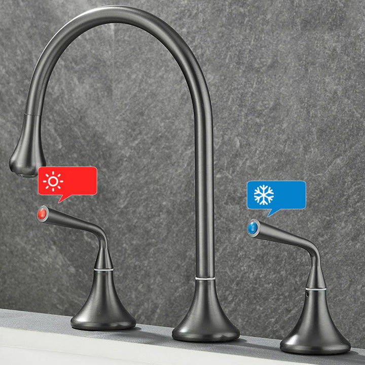 Skorter | Double Handle Tub Spout Deck Mounted High Arc Brass Modern Roman Tub Spout