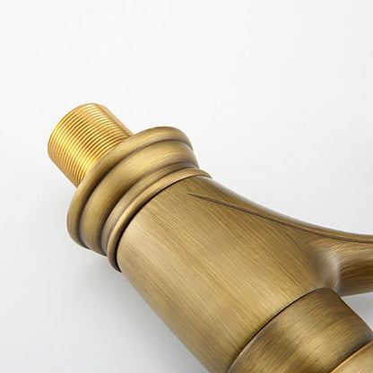 Skorter | Brass Bathroom Vessel Basin Faucet Single Lever Handle Round Basin Faucet with Water Hose