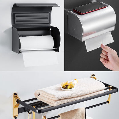 Skorter | 6-piece contemporary bathroom accessory set bathroom shelf/towel bar paper holder included