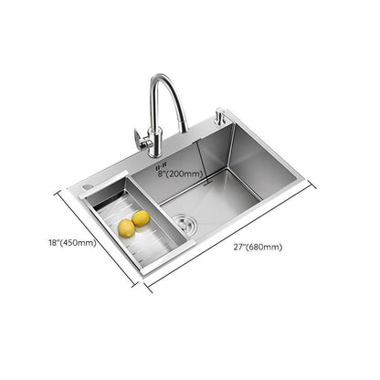 Skorter | Contemporary Style Kitchen Sink Stainless Steel Colorfast Built-in Sink
