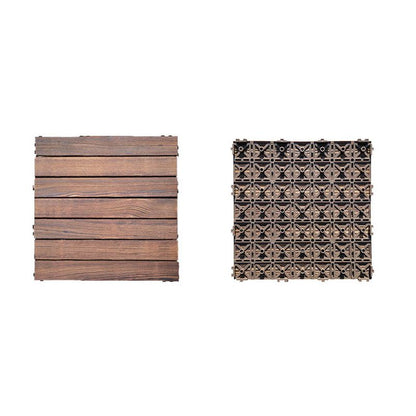 Skorter | 7-Slat Square Wooden Terrace Tiles Click Installation Outdoor Floor Tiles