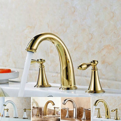 Skorter | Copper Deck-Mounted Roman Bathtub Faucet Low Arc Roman Bathtub Faucet Set