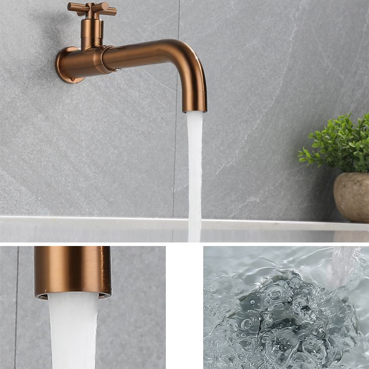 Skorter | Contemporary Vessel Water Faucet Stainless Steel Cross Handles Wall Mounted Bathroom Faucet