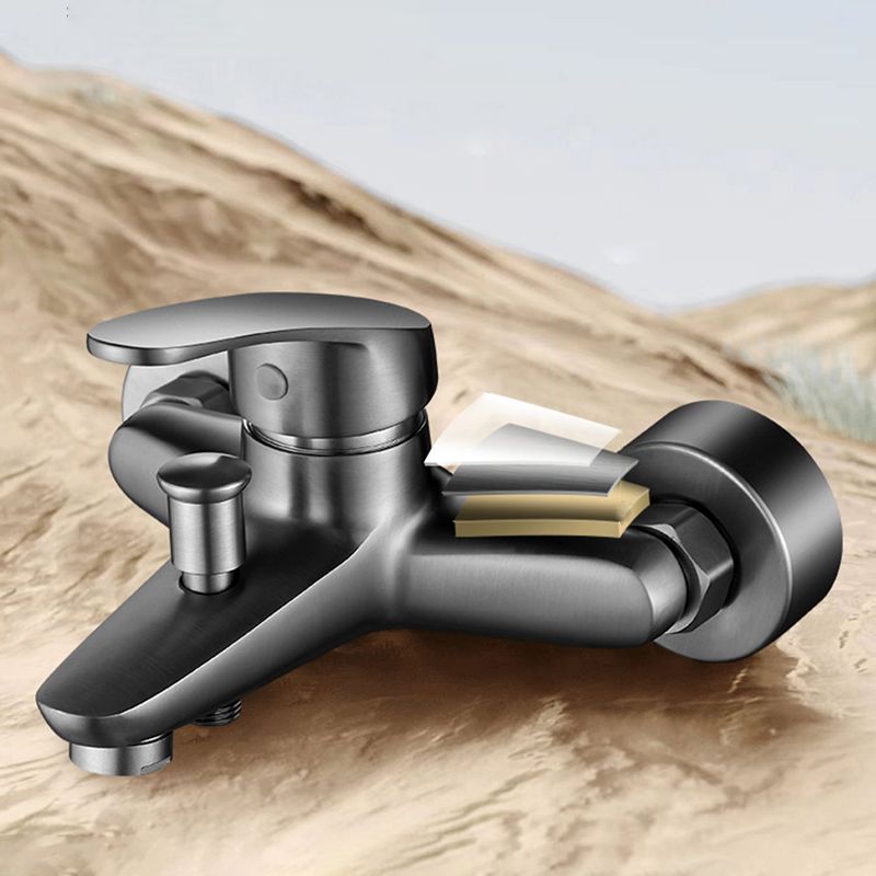 Skorter | Bathtub filler wall mount hand shower single lever handle 2 holes low arc bathtub faucet with hose