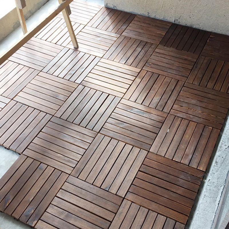 Skorter | 7-Slat Square Wooden Terrace Tiles Click Installation Outdoor Floor Tiles
