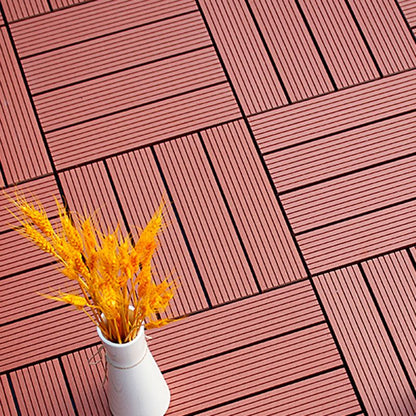 Skorter | 12" X 12" 4-Slat Square Deck/Patio Floor Tiles Snap Installation Floor Plank Tiles