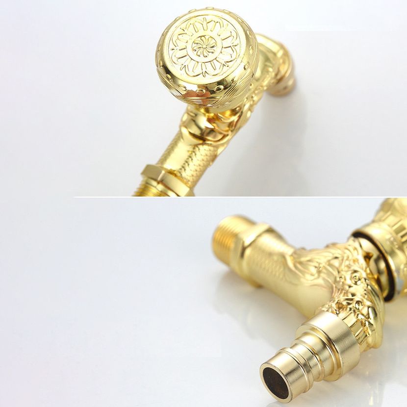 Skorter | Vintage Classic Sink Faucet Zinc Single Handle Dragon Embossing Wall Mounted Faucet