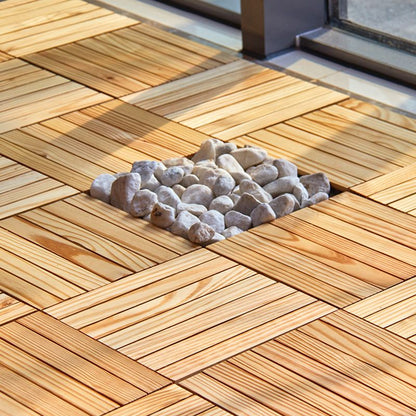 Skorter | 7-Slat Square Wood Terrace Tiles Laying Pattern Outdoor Terrace Tiles