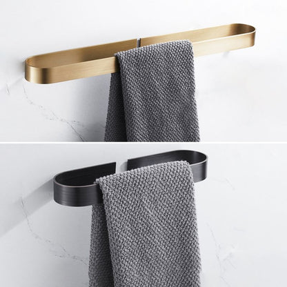 Skorter | 2-piece modern bathroom hardware set in gold/black, towel holder