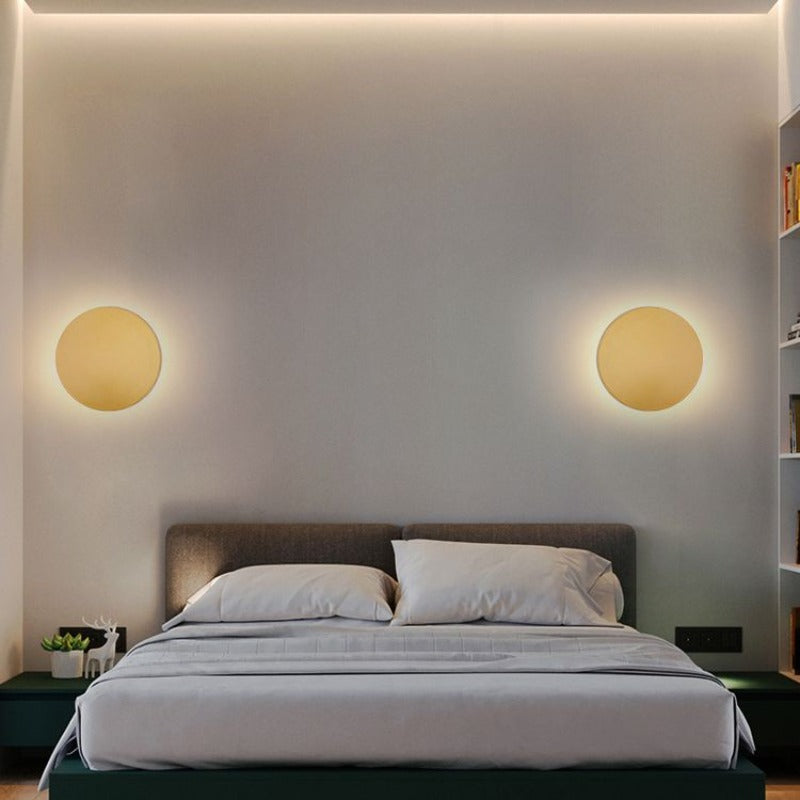 Skorter | Orr Modern Round Wall Lamp - Black/White/Gold, Metal, Living Room