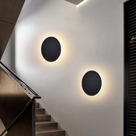 Skorter | Orr Modern Round Wall Lamp - Black/White/Gold, Metal, Living Room