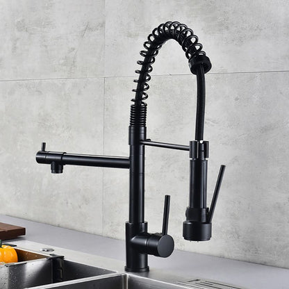 Skorter | Glam Basin faucet Brass lever fittings Spring neck three-way outlet Bathroom sink faucet
