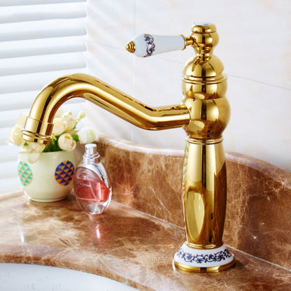 Skorter | Glam Vessel Faucet Swivel Spout Lever Handle Sink Faucet