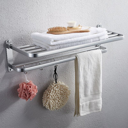 Skorter | Contemporary bathroom accessory set made of aluminum with towel holder/bath shelf