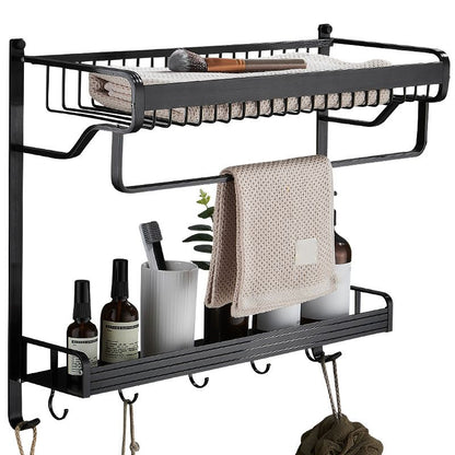 Skorter | Black / Silver Bathroom Accessories Aluminium Hardware Set Bathroom Shelf