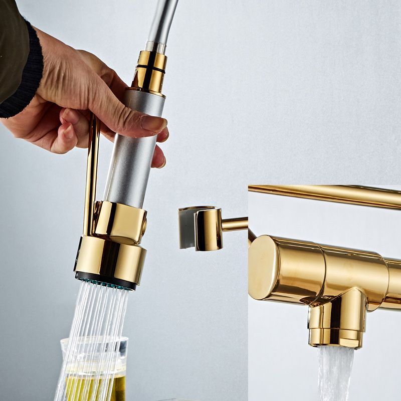Skorter | Glam Basin faucet Brass lever fittings Spring neck three-way outlet Bathroom sink faucet