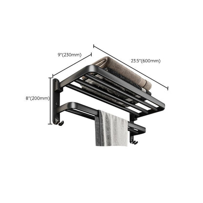 Skorter | Black Aluminum Bathroom Accessory Set Modern Bathroom Shelf / Towel Bar & Paper Holder
