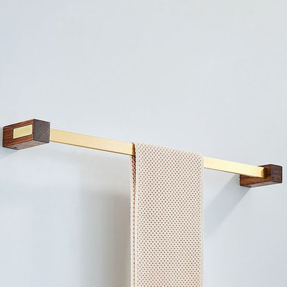 Skorter | 6-piece walnut bathroom accessory set metal gold bath hardware set