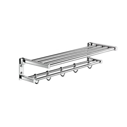 Skorter | Polished Chrome Modern Bathroom Accessory Set Silver Towel Holder/Bath Shelf