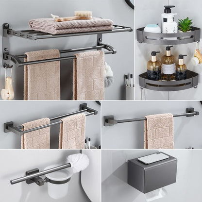 Skorter | Contemporary bathroom accessories single piece or in a set made of gray metal