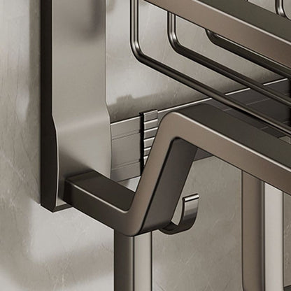 Skorter | Aluminium modern bathroom accessory set polished grey bathroom shelf/toilet paper holder/robe hooks