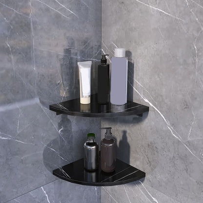 Skorter | 3-piece modern bathroom accessory set marble and metal bathroom shelf
