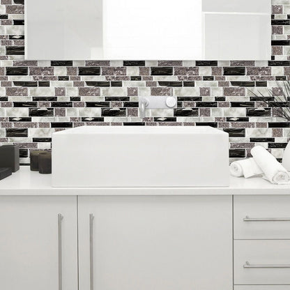Skorter | 12"x 12" Resin Mosaic Tiles Square Self-Adhesive Tiles for Backsplash & Wall Tile