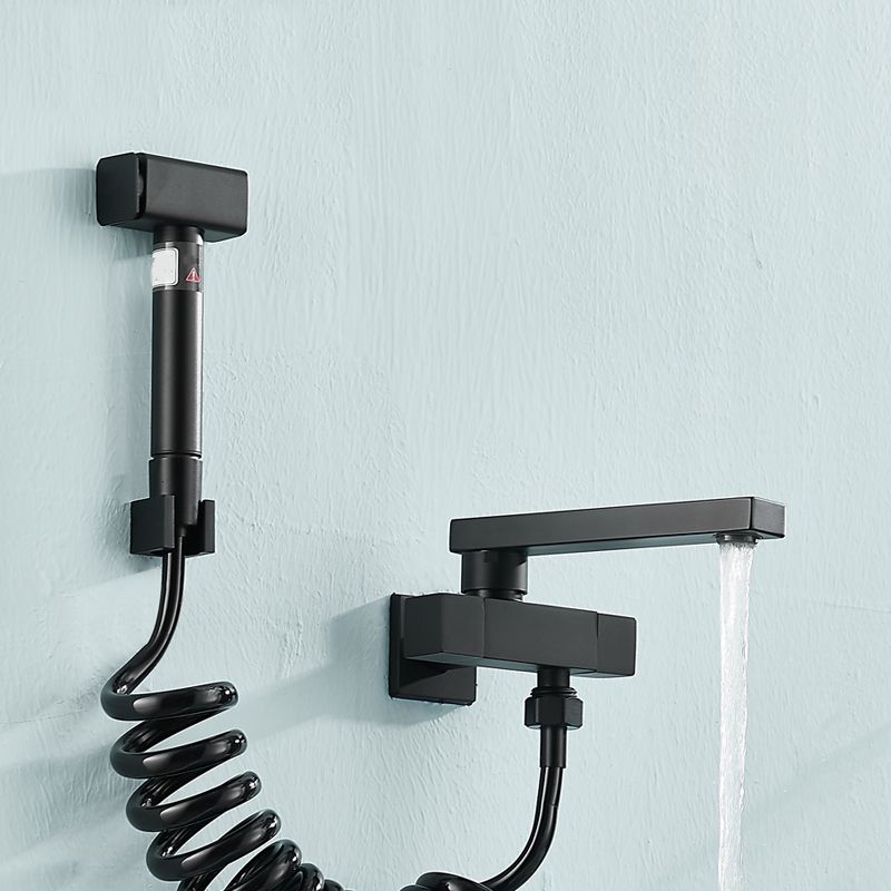 Skorter | Modern Bathtub Filler Wall Mount Hand Shower Swiveling Copper Bathtub Filler with Single Lever Handle