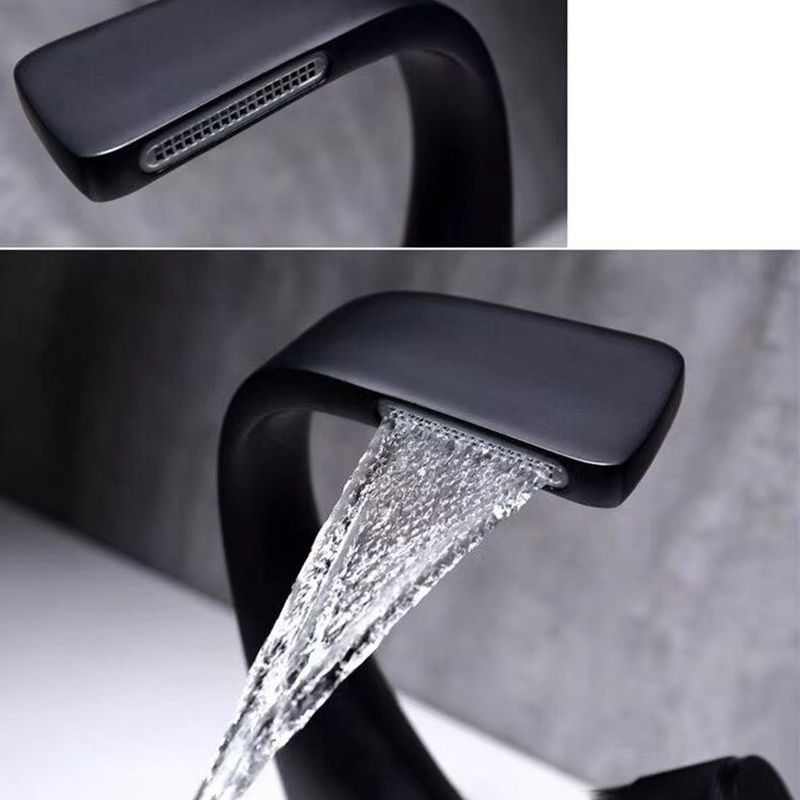 Skorter | Button Handle Faucet Contemporary Style Faucet with Waterfall Spout