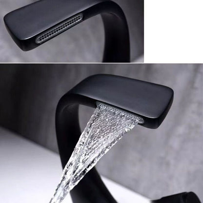Skorter | Button Handle Faucet Contemporary Style Faucet with Waterfall Spout