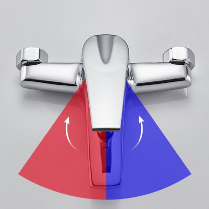 Skorter | Contemporary Wall Mounted Bathroom Faucet Lever Handles 2-Hole Faucet Brass Faucet