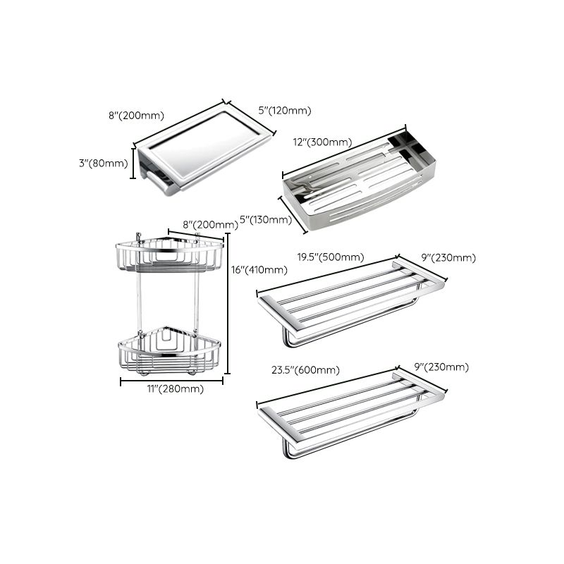 Skorter | Contemporary Bathroom Accessories Hardware Set in Silver with Soap Dish
