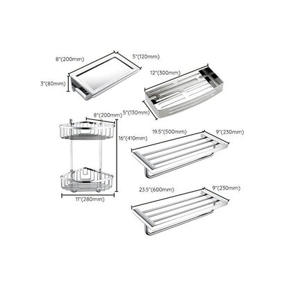 Skorter | Contemporary Bathroom Accessories Hardware Set in Silver with Soap Dish