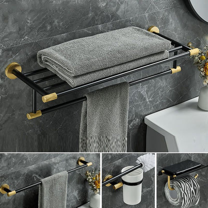 Skorter | 5-piece modern bathroom accessory set made of black brass bathroom hardware