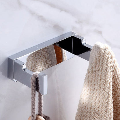 Skorter | Chrome brass modern bathroom accessory set with towel bar/ ring/ paper holder & bathrobe hook