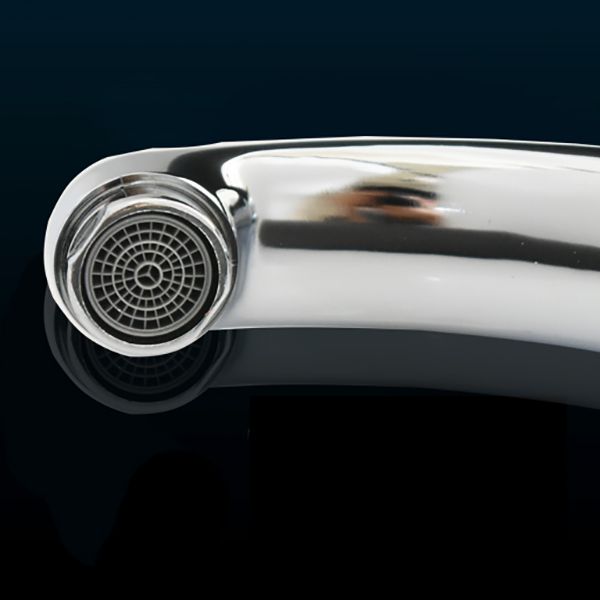 Skorter | Contemporary Faucet Knob Handle Low Arc Zinc Faucet in Silver