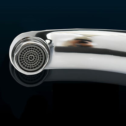 Skorter | Contemporary Faucet Knob Handle Low Arc Zinc Faucet in Silver