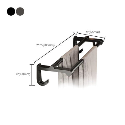 Skorter | Contemporary bathroom accessory set made of matte stainless steel-aluminum with bathrobe hook/towel rail