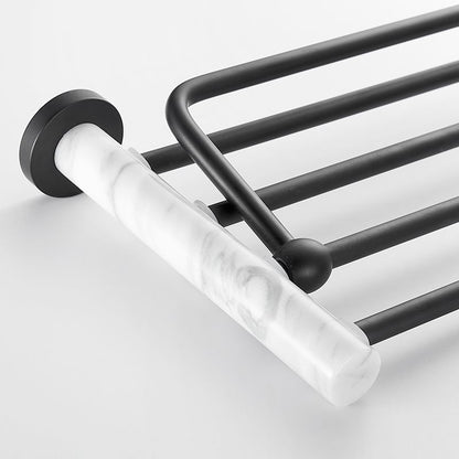 Skorter | Metal and Marble Bathroom Hardware Set as a Single Piece or as a Set in Black